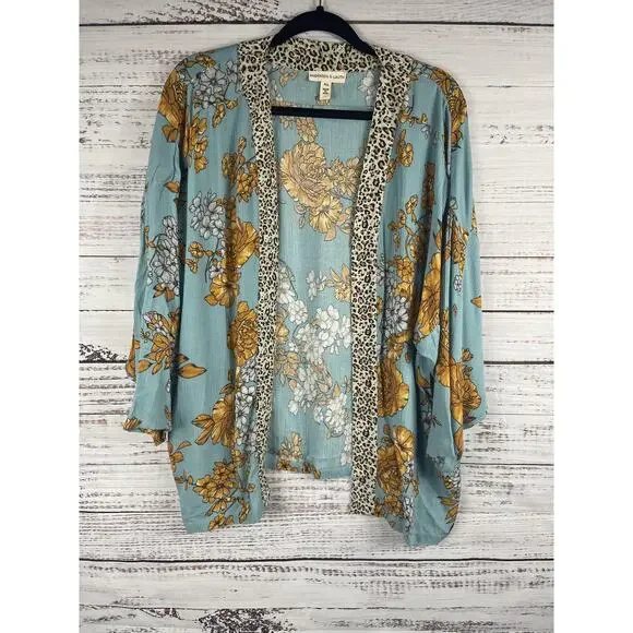 Andersen & Lauth Kimono Womens One Size Floral Open Cardigan Boho Chic Lightweig - Picture 5 of 8